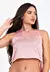 Blusa Tomara que Caia Transparente Rosa com Cropped Preto