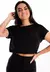 Blusinha Semi-Transparente de Listras com Cropped Preto