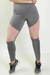 Calça Legging Cinza de Cintura Alta com Detalhes Assimétricos