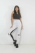 Conjunto Calça Legging Preto e Branco com Rasgo no Joelho e Cropped Preto - Louize