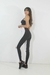 Conjunto Calça Legging Preto e Branco com Rasgo no Joelho e Cropped Preto - loja online