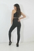 Conjunto Calça Legging Preto e Branco com Rasgo no Joelho e Cropped Preto