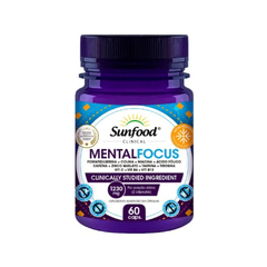 Suplemento Mental Focus 1230mg Sunfood 60 cáps