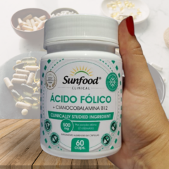 Suplemento Ácido Fólico + Vitamina B12 500mg Sunfood - HarmoVital Suplementos