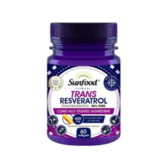 Suplemento Trans Resveratrol 600mg. Sunfood 60 cápsulas