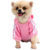 Cachorro vestindo Casaco de Moletom Adidog para pets, modelo fechado com mangas e capuz , com estampa ADIDOG  na cor rosa - produto importado.