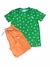 conjunto camiseta verde shorts tectel Oliver laranja barcos na internet