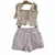 Conjunto Blusa flores lastex e shorts moletom luluzinha