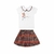 Conjunto Short-Saia xadrez e blusinha Pedraria Natal Glinny - Koltrim Kids