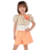 Conjunto Menina Blusa tricoline laranja flor luluzinha