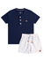 CONJUNTO CAMISETA GOLA PADRE SHORTS SARJA LISTRADO BIOGAS - Koltrim Kids