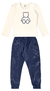 Conjunto Blusa Offwhite e calça jogger cirrê azul Glinny - Koltrim Kids