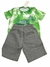 CONJUNTO CAMISETA T-SHIRT BERMUDA DE MOLETOM OLIVER VERDE - Koltrim Kids