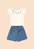 Imagem do Conjunto camiseta off-white cotton Shorts Jeans Glinny