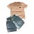 Conjunto camiseta salmon bermuda jeans oliver - loja online