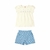 Conjunto bata off-white cotton pérola shorts floral glinny - Koltrim Kids