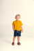 Conjunto Camisa Mostarda Botão Shorts jeans Glinny - Koltrim Kids