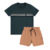 Conjunto Camiseta Algodão Azul Shorts Marrom Biogas - Koltrim Kids