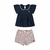 Conjunto menina bata gola azul marinho shorts cores glinny - comprar online