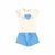 Conjunto Menina Camiseta Cotton e Shorts linho Glinny Azul - Koltrim Kids