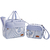 Kit bolsa e Frasqueira Baby Nut Listras Bege e Azul