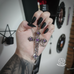 Maxi Colar Crucifixo - Roxo