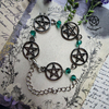 Pulseira Pentagrama com Cristal - Verde