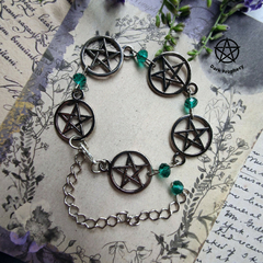 Pulseira Pentagrama com Cristal - Verde