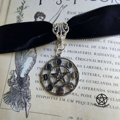 Choker Pentagrama com Fases da Lua