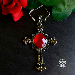 Colar Crucifixo Grande - Vermelho