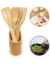 Kit 5 Peças Utensílios Em Bambu Conjunto Colher De Pau para Cozinha (4 Talheres com Suporte) na internet