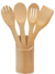 Kit 5 Peças Utensílios Em Bambu Conjunto Colher De Pau para Cozinha (4 Talheres com Suporte) - comprar online