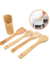 Kit 5 Peças Utensílios Em Bambu Conjunto Colher De Pau para Cozinha (4 Talheres com Suporte) - loja online