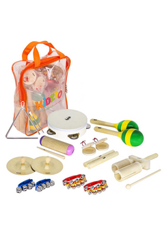 Bandinha Infantil Kidzzo Kit com 10 Instrumentos e Mochila com Alça nas Costas