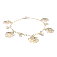 PULSEIRA COM 5 ROSAS E ZIRCONIAS - comprar online