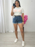 Short Jeans com cinto bege 7208