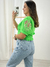 Cropped bordado na manga Verde 92732 - comprar online