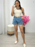 Short Jeans com com cinto bege 7212