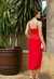 Vestido midi com alça fenda na frente vermelho - comprar online