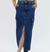 Saia jeans cargo midi com fenda