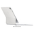 Vista lateral del teclado Apple MWR43LL/A para iPad Pro M4 de 13" en color blanco, mostrando su diseño y soporte.