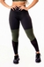 Calça Legging Fitness Academia Preta com Fit Cintura Alta Verde Militar e Detalhe em Tela Dry | REF: SV14