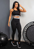 Calça Legging Cintura Alta + Cropped Alcinha Preto com Elásticos Conjunto Fitness | REF: CCA5