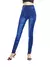 Legging jeans feminino moderno em tom azul, ajustando-se ao corpo como uma segunda pele.