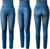 Legging jeans feminino moderno com design de cintura alta, ajusta-se confortavelmente ao corpo, disponível em tonalidade azul.