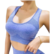 Top com bojo azul para atividades fitness, destacando conforto e estilo.