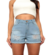 Shorts jeans femininos com detalhes rasgados, oferecendo conforto e estilo.