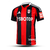 camisa-reserva-fora-número-ii-2-dois-fulham-fc-2024-2025-24-25-adidas-preto-vermelho-listras-verticais-gola-v-contra-omnibus-listras-adidas-mangas-pretas-escudo-clube-logotipos-patrocinio-sbotop-tradicional-2