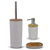 Set De Baño X 3 Dispenser Escobilla Jabonera Plastico Bambu