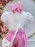 Conjunto infantil Com Blusa Branca e Calça Rosa Bolsinha (0140BR)